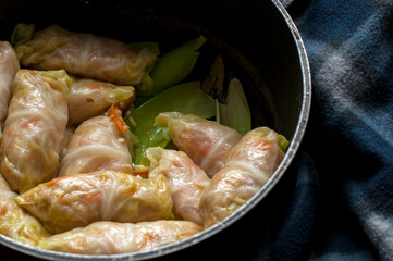 Cooking stuffed cabbage with rice and meat