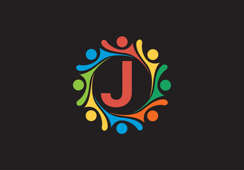 letter J rounded logo letter design vector image