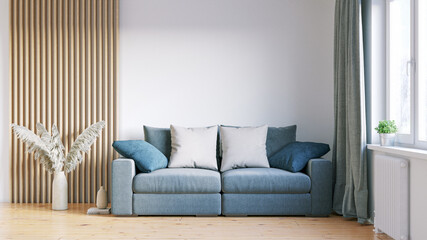 Beautiful interior of a modern room. Bright and clean design. 3D rendering