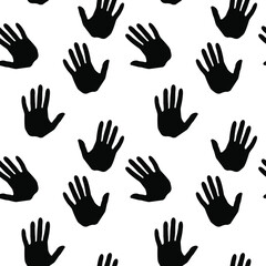 black and white illustration of hand palm. seamless pattern. can be used for wallpaper, wrapping paper, background, cover, fabric, print, apparel