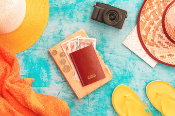 Summer vacation in Croatia, flat lay top view