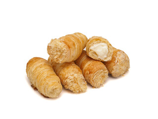 Close up of puff pastry with cream