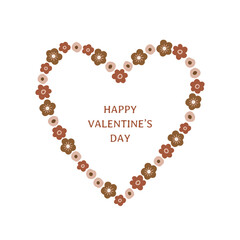 Blooming flower heart with romantic quote for Valentines Day and Mothers Day. Floral heart for posters and greeting cards. Botanical vector arrangement, modern floral frame. Summer illustration