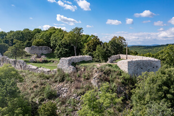 Aerial view of the Nemet bastion a square defensive structure of medieval Szadvar castle near...
