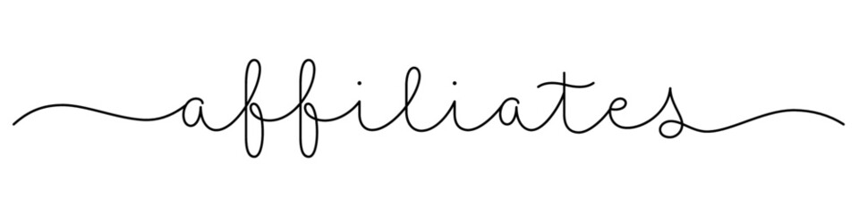 AFFILIATES black vector monoline calligraphy banner with swashes