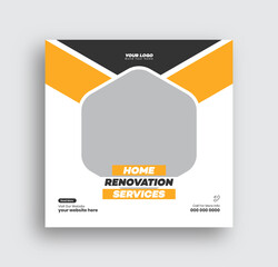Construction Social Media Post, Home Renovation Social Media Post, Construction Web Banner