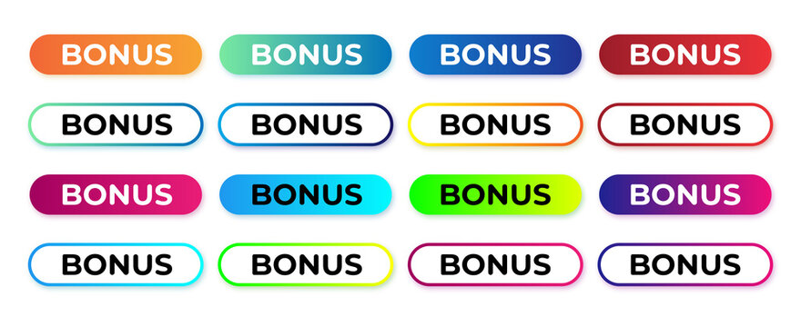 Bonus tags collection. Bonus in gradient and line. Shop or shopping online. Store, badge, sticker, coupon. Vector illustration.