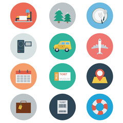 Travel flat icons for web and mobile applications