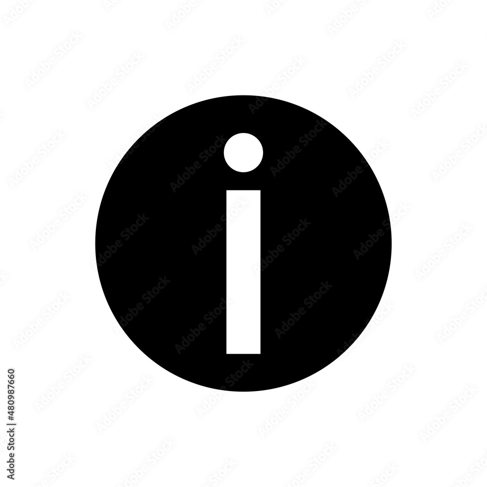 Poster information sign in circle. help symbol. black shape. more info. isolated object. vector illustratio
