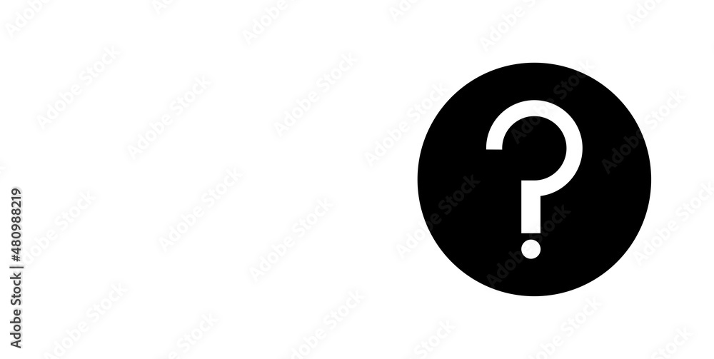 Poster question mark in circle. black shape. help symbol. chat element. isolated object. vector illustratio