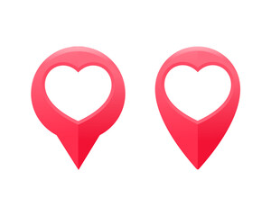 Map pointer with heart icon. Vector illustration 
