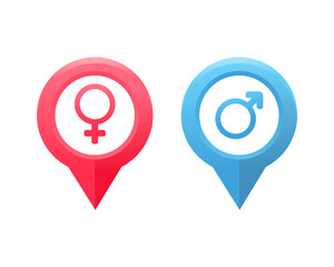 Sex gender symbol in map pin pointer. Vector illustration