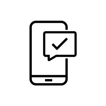 Mobile phone with check mark sign.  Vector illustration