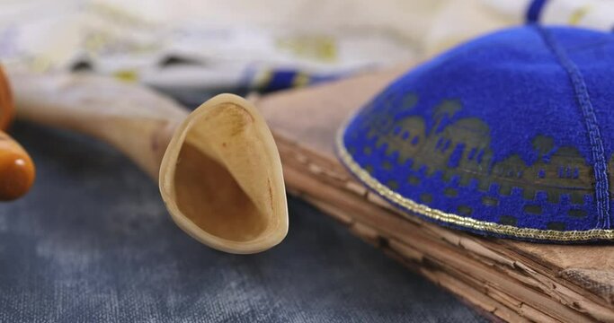 Prayer shawl kippa Jewish Orthodox prayer religious symbol with torah scroll