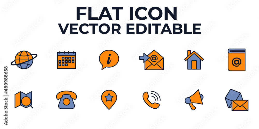 Poster contact us elements set icon symbol template for graphic and web design collection logo vector illus