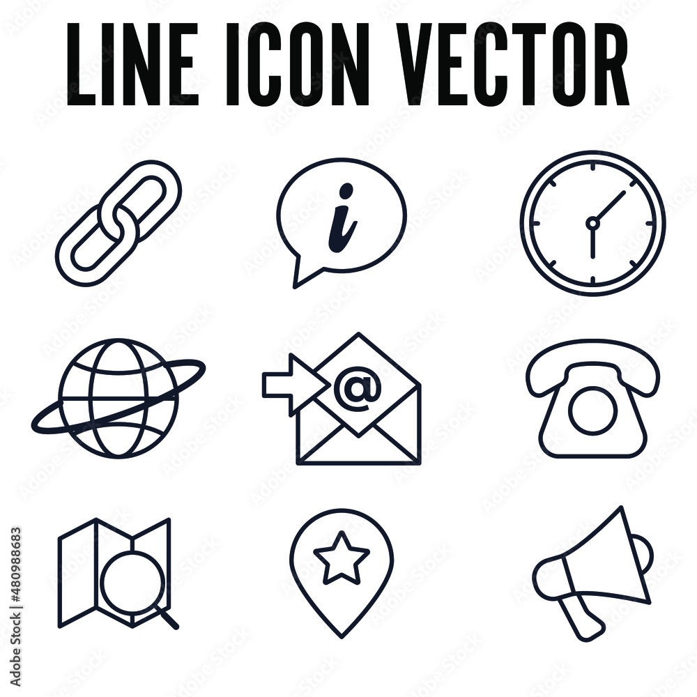 Poster contact us elements set icon symbol template for graphic and web design collection logo vector illus