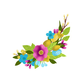 Abstract spring twig of blooming fruit tree with delicate pink flowers