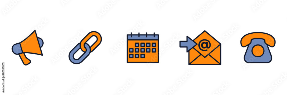 Poster contact us elements set icon symbol template for graphic and web design collection logo vector illus