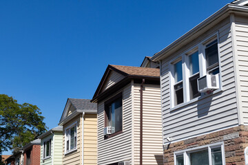 Row of Two Story Wood Homes in Woodside Queens of New York City