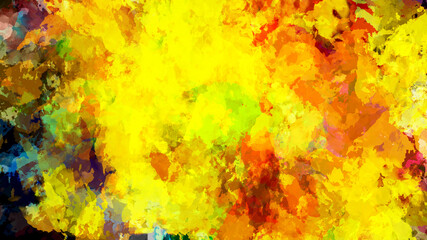 Brush strokes of yellow watercolor art drawing background 