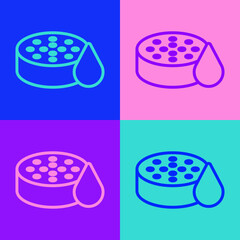 Pop art line Water sensor icon isolated on color background. Vector