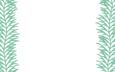 Background texture bianco con cornice verticale di foglie verdi