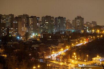 Fototapeta na wymiar Winter cityscape at dusk. Perm, Russia.