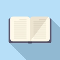 Open notebook icon flat vector. Pen write