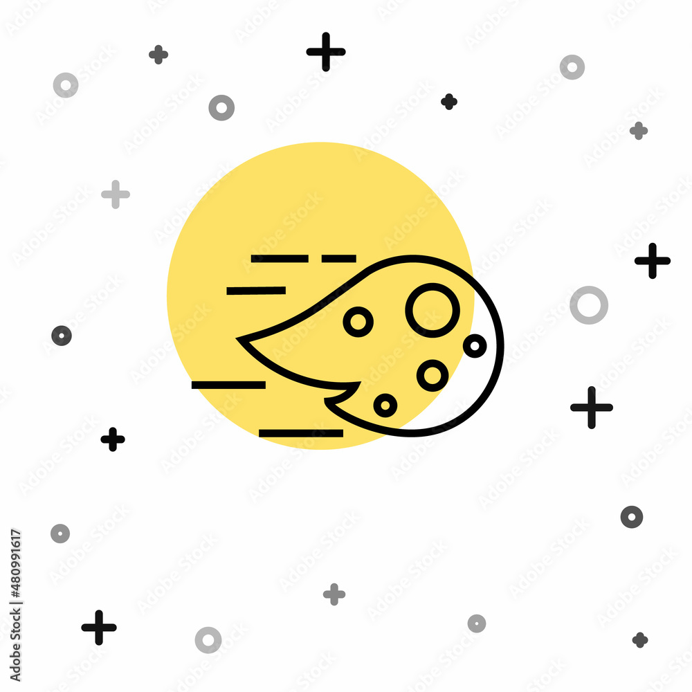 Poster black line fireball icon isolated on white background. random dynamic shapes. vector