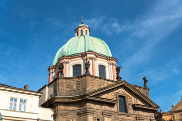 Fototapeta na wymiar St. Nicholas church tower Prague