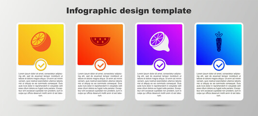 Set Orange fruit, Watermelon, Lemon and Carrot. Business infographic template. Vector