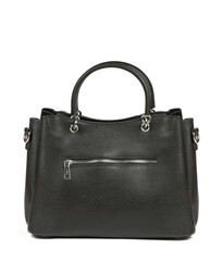Classic fashion black leather women's bag on a white background