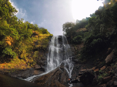 View of Hebbe falls (Hebbe waterfall) located in Chikmagalur, India