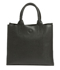 Classic fashion black leather women's bag on a white background