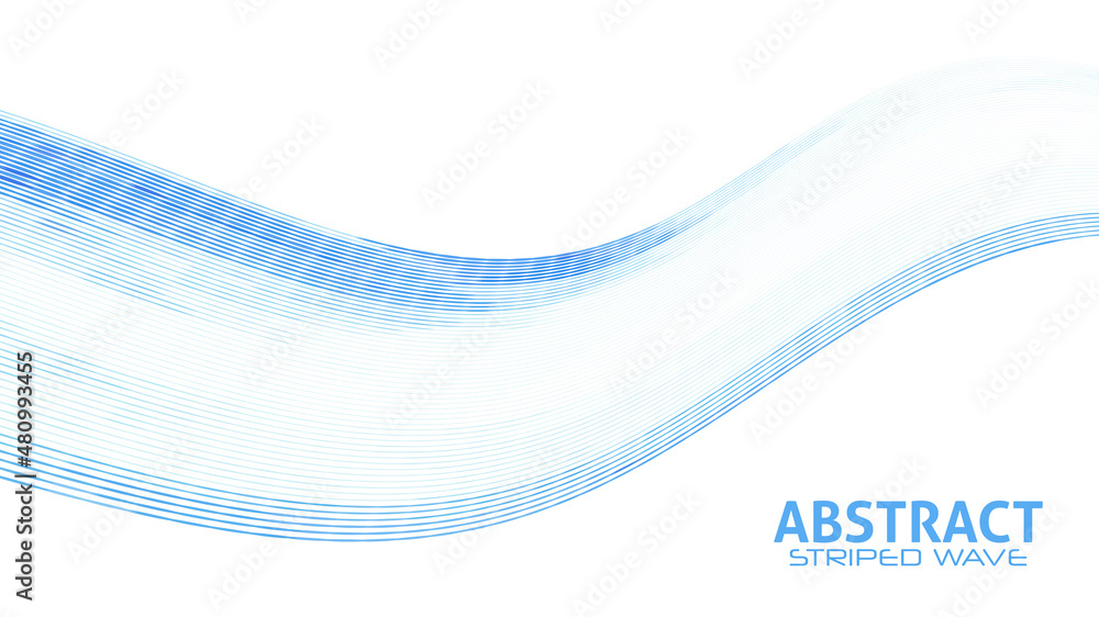 Poster blue striped wave with halftone effect. vector graphics