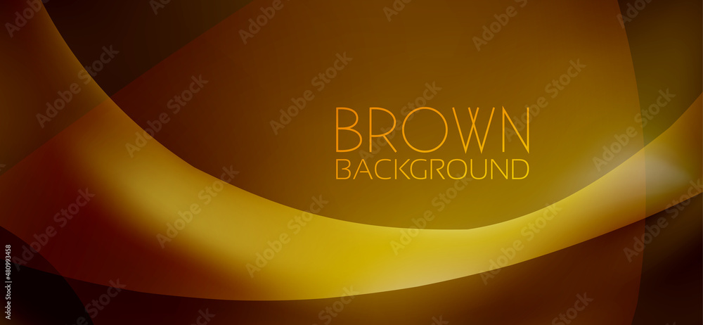 Poster dark brown background with curved gold line. vector graphics