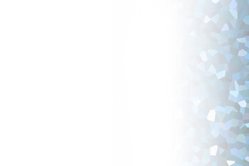 Delicate, soft, blurred mosaic crystal with a grid on the side to the right geometric shape texture background gradient pastel blue azure white color.