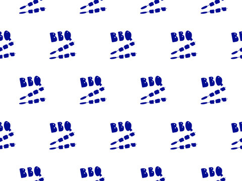 Pattern BBQ logo with kebab on skewers on white background