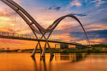 Infinity Bridge at sunset In Stockton-on-Tees, UK