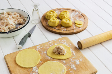 Sculpt russian pies kurniki concept. © Olga