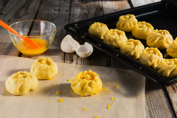 Sculpt russian pies kurniki concept. © Olga