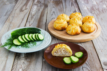 Russian traditional pies kurniki. © Olga