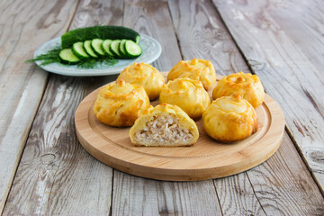 Russian traditional pies kurniki. © Olga