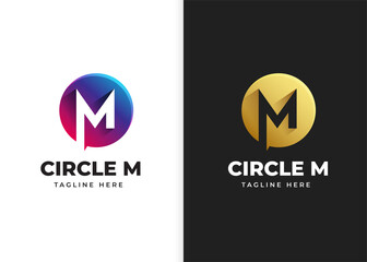 Letter M logo design template with circle shape concept gradient element geometric