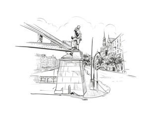 Fototapeta premium Hamburg. Germany. Hand drawn sketch. Vector illustration. 