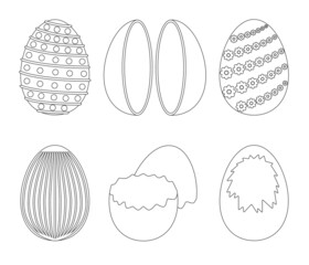 Chocolate egg isolated outline set icon. Outline set icon chocolate shell. Vector illustration egg surprise on white background.