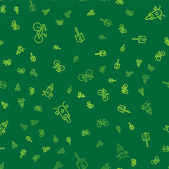 Set line Bicycle, Scooter and Parking on seamless pattern. Vector