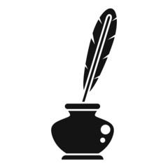 Ink feather pot icon simple vector. Pen paper