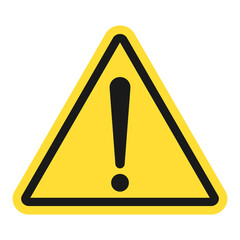 Danger or warning sign. Image of an exclamation point in an orange triangle with a black border. Isolated vector on pure white background.