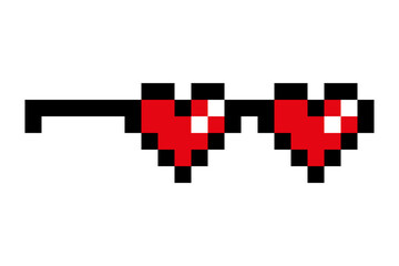 Hearts pixel glasses meme. Happy Valentine day - 480997095